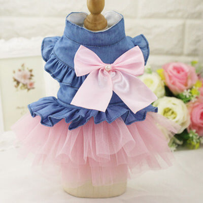 

Big Bow Dog Dress Tutu Skirt Summer Puppy Clothes Princess Dog Wedding Dress