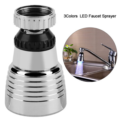 

360°Swivel 3Colors Temperature Controlled LED Light Kitchen Sink Faucet Spray Head SprayerFaucet Sprayer Kitchen Spray Head