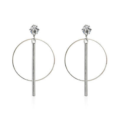 

EK2071 Minimalist Crystal Triangle Round Drop Earrings Female Long Geometric Hollow Metal Dangle Earrings for Women Gift