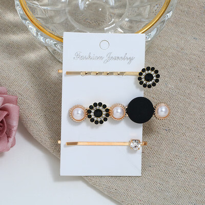 

Pearl Hair Clip Headwear Korean Pearl Flower Word Hair Side Clip Three piece Sweet Hair Hairband Barrette Headdress Accessories