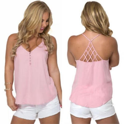 

Women Summer Vest Top Sleeveless Shirt Blouse Casual Tank Tops T-Shirt UK