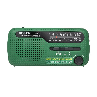 

DEGEN DE13 FM Radio FM MW SW World Bank Receiver Flashlight Cranker Dynamic Solar Power Supply Solar Emergency Radio w Cell Phone