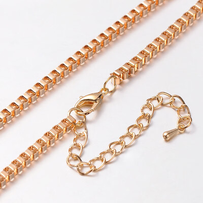 

Iron Venetian Chain Necklace Makings with Alloy Lobster Claw Clasps&Iron End Chains Light Gold 299