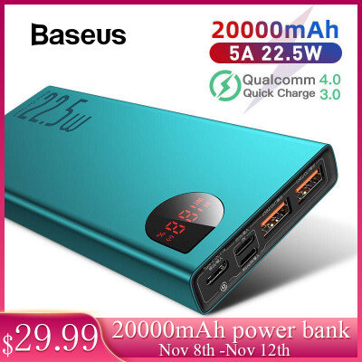 

Baseus SCP Adaman Metal Digital Display Quick Charge 20000mAh Power Bank for iPhone 11HuaweiSamsungXiaomi with QC30PD30