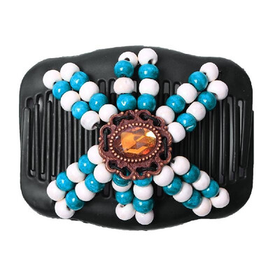 

Retro Wooden Beads Magic Hair Comb Double Row Hairpin Insert Women Hairstyle Clip