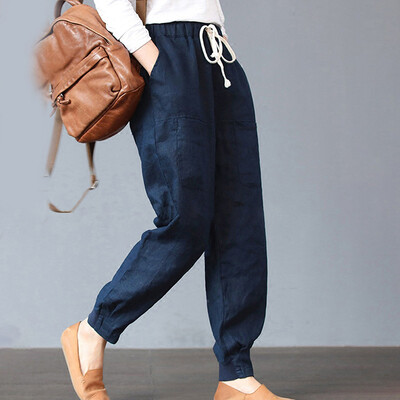 

Tailored Women Sexy Fashion Pants Solid High Waist Pants Pockets Casual Beach Pants