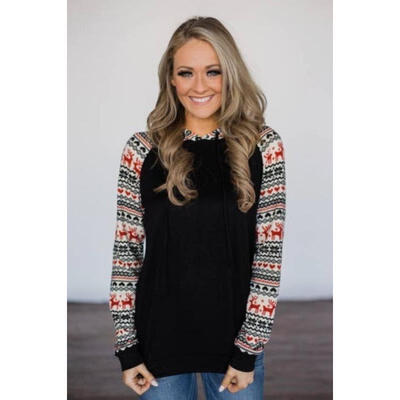 

Women&39s Pullover Deer Printing Long Sleeve Hoodies Coat Loose Casual Sweatshirts