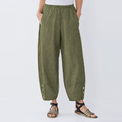 

Tailored Fashion Womens Casual Plus Size Button Trousers Pocket Elastic Waist Loose Pants