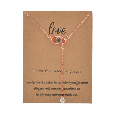 

With Card Eye 100 Language I love You Necklace For Women Wedding Letter Necklace Jewelry Drop Shipping
