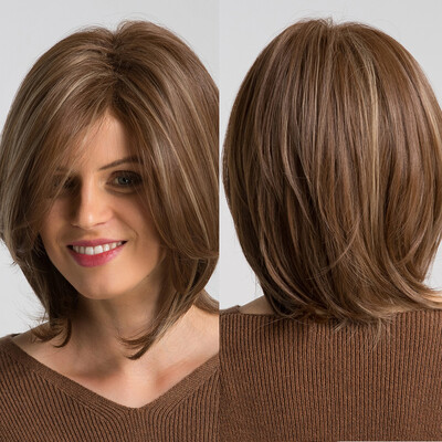 

〖Follure〗Natural Brown Medium Length Bobo Straight Hair Heat-Resistant Synthetic Fiber Wi
