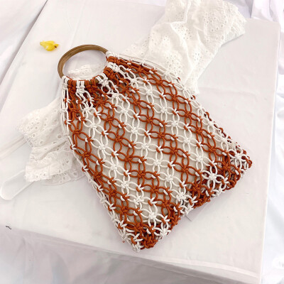 

Tailored Womens Fashion Retro Woven Shoulder Bag Solid Color Handbag Woven Bag Beach Bag