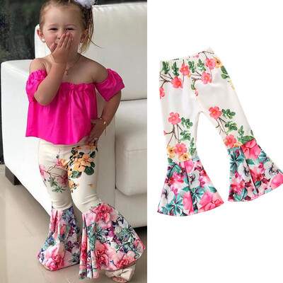 

Children Toddler Kids Baby Girls Flare Pants Floral Bell-bottoms Clothes Pants