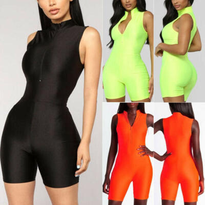 

Sexy Women Romper Bodysuit Stretch Leotard Sleeveless Body Tops Shorts Jumpsuits