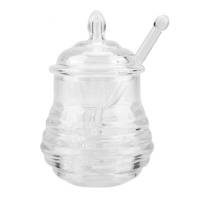 

Greensen 245ml Transparent Beehive-shaped Honey Jar with Dripper Stick for Storing&Dispensing Honey