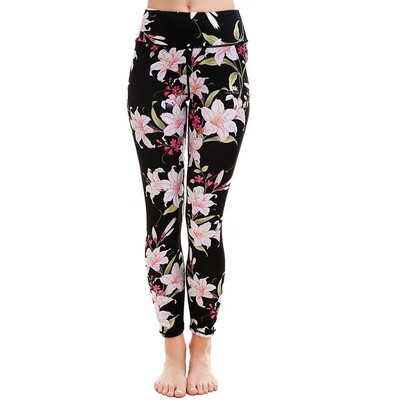 

Europe&the United States new yoga pants womens stretch flowers digital printing high waist pants womens bodybuilding sports