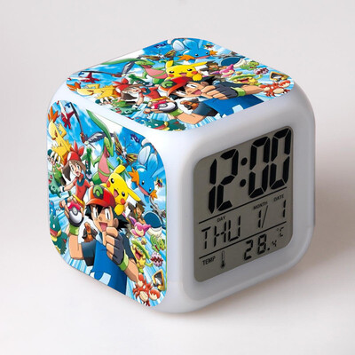 

Novel Pokemon Pikachu Digital Alarm Clock Night Light LED Flash Light with LCD Display Anime Figures Electric Clocks for Children