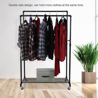 

Greensen Metal Rolling Double Rails Garment Clothes Coat Rack Organizer Hanger