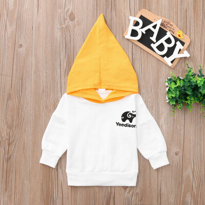 

Toddler Baby Boys Long Sleeves Print Hooded Top T-shirt Kids Clothing