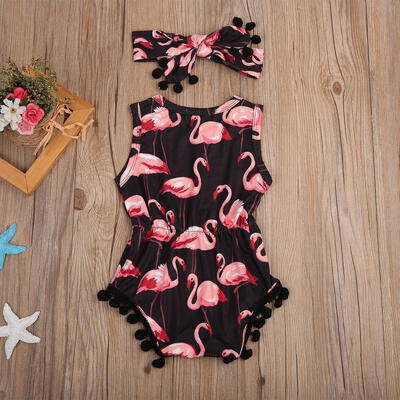 

2Pc Newborn Baby Girl Romper Bodysuit Sunsuit Playsuit Outfits Flamingo Clothes