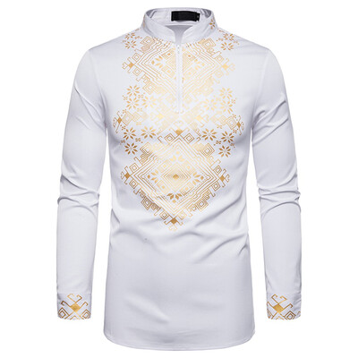

Tailored Mens Fashion Leisure African Style Printing Long-sleeved Shirt Tops Blouse