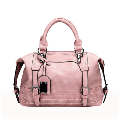 

Retro Solid Color Faux Leather Women Tote Handbag Crossbody Shoulder Boston Bag