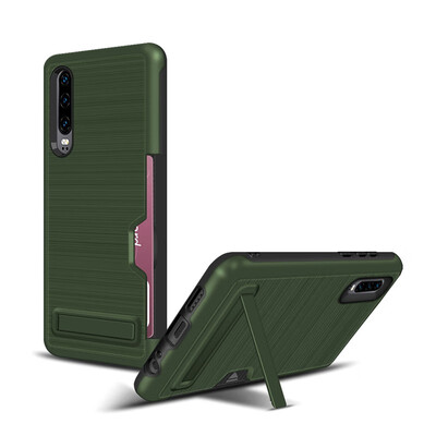

Hybrid Bumper Case Huawei P30 Card Holder Cover Huawei P30 ELE-L09 ELE-L29 TPU Stand Case Huawei P30 PC Armor Cover