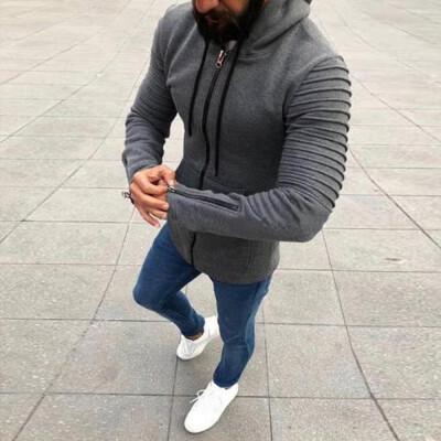 

Mens Hoodie Sweatshirt Gym Jacket Hooded Zip Up Pullover Jumper Coat Outwear