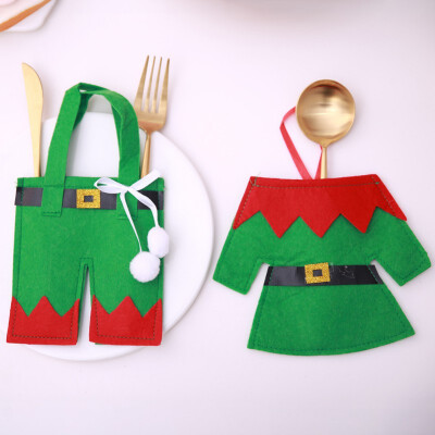 

1 Set Christmas Desktop Decorative Tableware Holders Pockets Knifes Forks Green Bag Presentes De Natal Sacchetti Natalizi