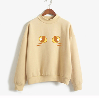 

Starmoon Women Fashion Long Sleeve Loose Cat Printed Sweatshirt Blouse Tops T -Shirt