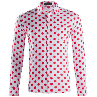 

Toponeto Mens Baggy Beach Hawaiian Print Long Sleeve Button Turn-down Collar Shirts Tops