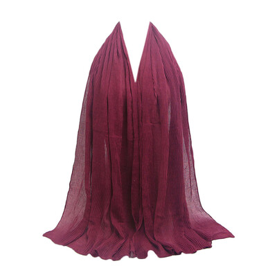 

Gobestart Fashion Pleated wrinkled cotton&linen Shawl Soft Muslim Scarf