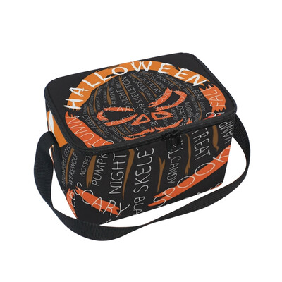 

ALAZA Lunch Box Insulated Lunch Bag Large Cooler Halloween Words Composition Tote Bag