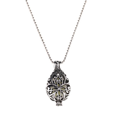 

Silver Hollow Glow In Dark Locket Glowing Stone Luminous Choker Pendant Necklace