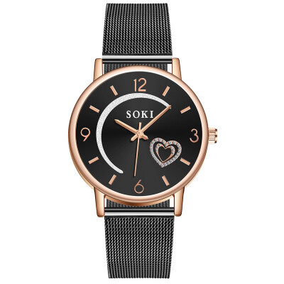 

RM Womens Casual Stainless Steel Mesh Belt Watch Simple Dial Quartz Watch