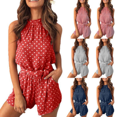 

Summer Women Holiday Mini Playsuit Jumpsuit Beach Shorts Boho Dress Romper -XL