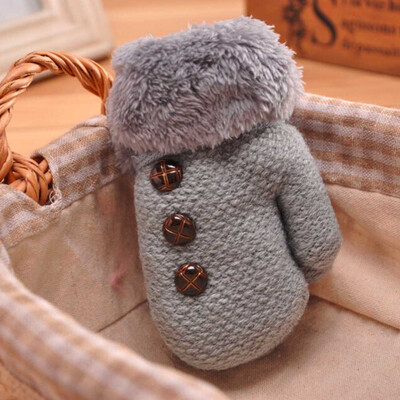 

Winter Kids Boy Girl Wool Gloves Warm Rope Full Finger Gloves Thickening Plus Velvet Gloves