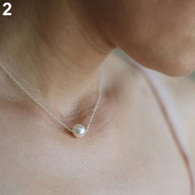 

Women Fashion Simple Faux Pearl Golden Silver Alloy Choker Statement Collar Necklace