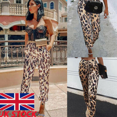 

Women High Waist Leopard Print Slim Trousers Ladies Wide-leg Loose Casual Pants