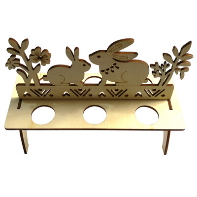 

Gobestart Wooden Creative Easter Egg Shelves for Kids Bunny Hen Pattern Carry Hold Eggs