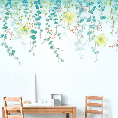 

Green Leaves Wall Stickers PVC Waterproof Bedroom Living Room Home Decor Vinyl Wall Sticker