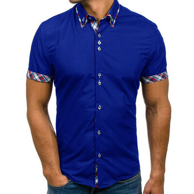 

SUNSIOM Luxury Mens Slim Fit Shirt Short Sleeve Stylish Formal Casual T-shirt Tops