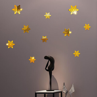 

〖Follure〗Gold Silver Snowflake Christmas Wall Sticker Home Decoration Mirror Sticker