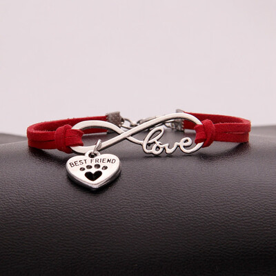 

Fashion Simple Love Heart Dog Claw Pendant Weaving Bracelet Unisex Pair Hand Chain Jewelry Hot Gift