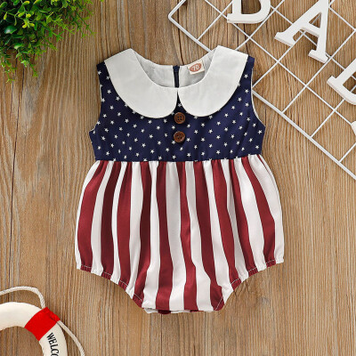 

Infant Baby Boys&Girls 4th of July Stars Striped Patriotic Romper Bodysuit