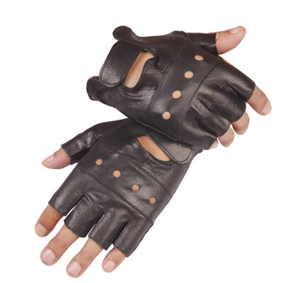 

Mens Leather Fingerless Driving Motorcycle Gloves Outdoor Training Fitness Glove