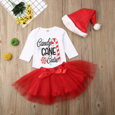 

USA Newborn INFANT Baby Girls 1st Christmas Tops Romper Tutu Skirt Dress Outfits