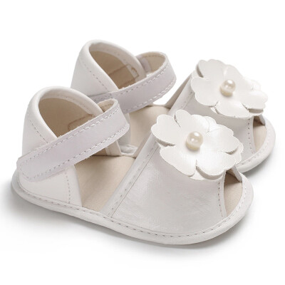 

Newborn Baby Boys Girls Shoes Flower Crib Prewalker Sandals Soft Anti-slip Shoes