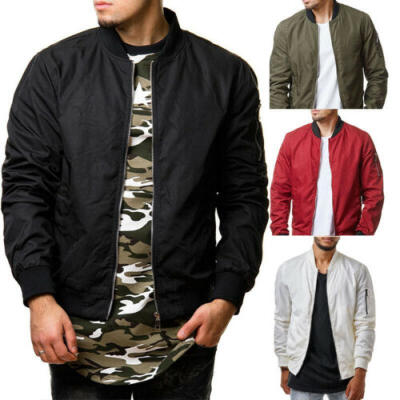 

Men Fashion Casual Jacket Warm Winter Baseball Coat Slim Outwear Overcoat