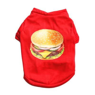 

Hamburger&Candy Print Vest for Small Medium Dogs Spring Summer Vest Cartoon Dog Cat Vest Shirt