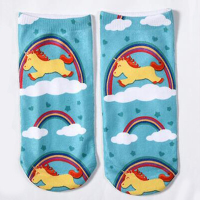 

Creative 1 Pair Unisex Unicorn Socks Cotton 3D Printed Low Cut Ankle Sock